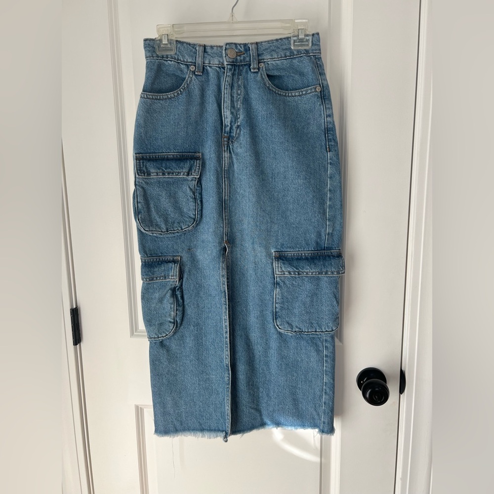 Aeropostale Blue Denim Cargo Skirt (Juniors)